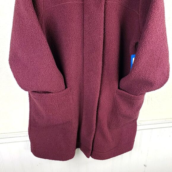 Women's Columbia NWT Purple Maroon Fleece Long Midi Button Up Jacket SZ 2XL - Picture 6 of 11